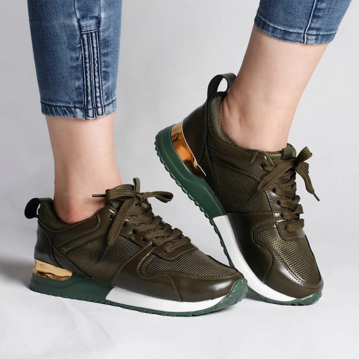 Fall/winter new style large size round head low-top flat-heel women's front lace-up sports solid color women's shoes